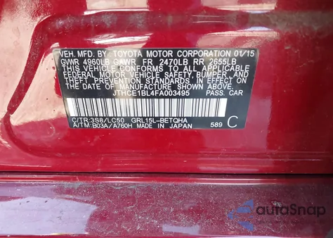 2015 Lexus Gs 350 from USA, damaged, VIN JTHCE1BL4FA003495